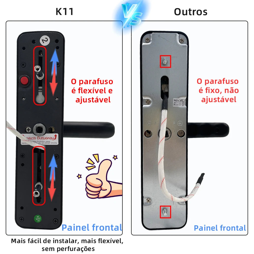 Fechadura Digital RAYKUBE K11 WiFi Tuya com biometria e voz em português