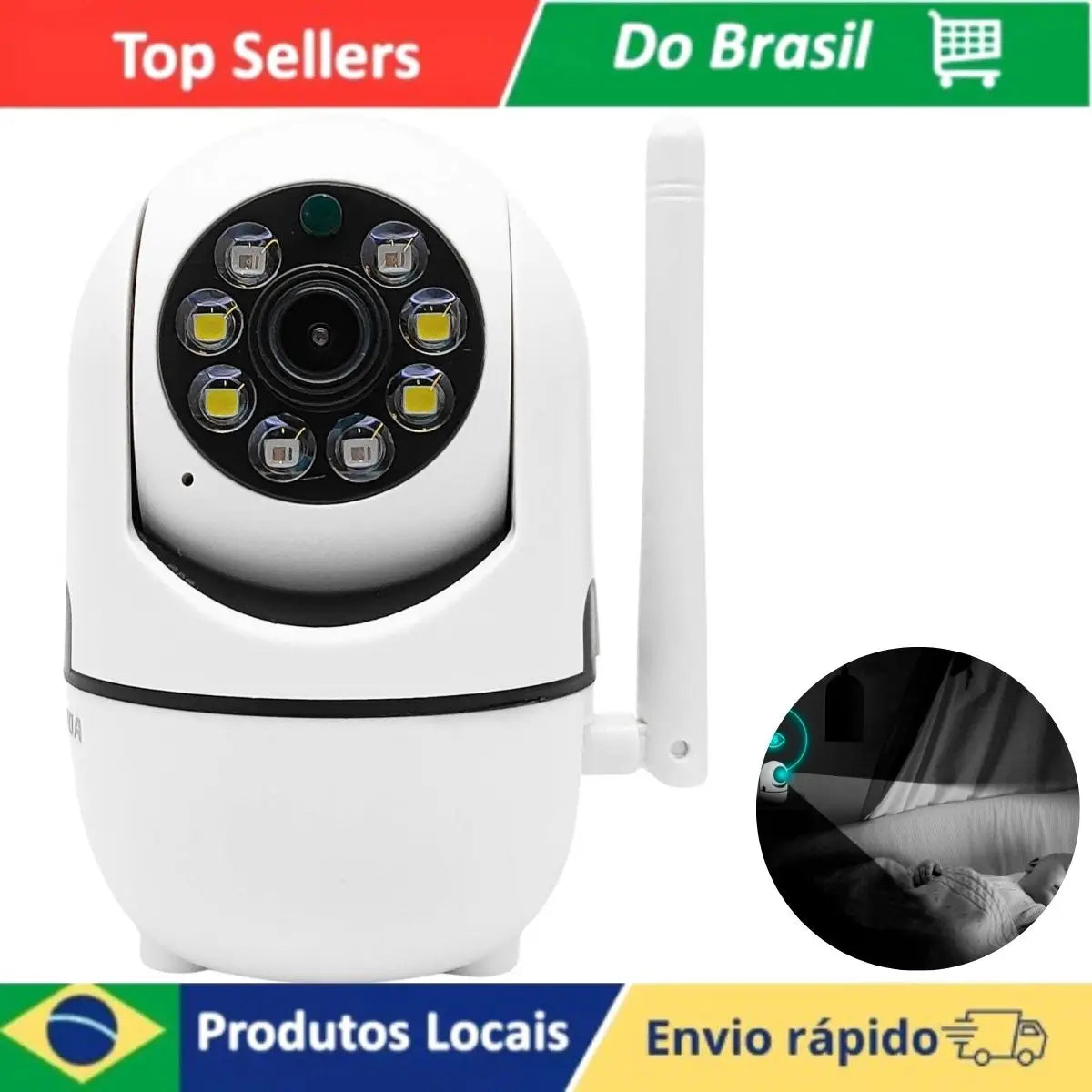 Câmera de segurança Wi-Fi 1080P com visão noturna infravermelha