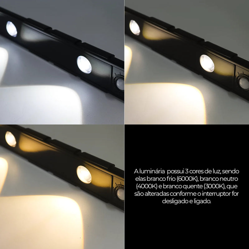 Luminária LED Recarregável e Sensor de Movimento - Instalação Fácil, Design Moderno e Elegante