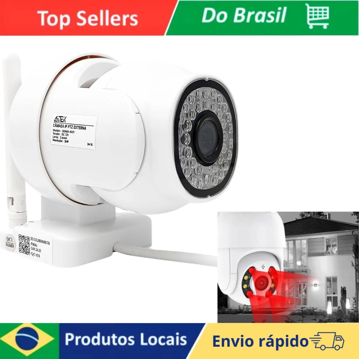 Câmera IP Icsee WiFi frontal com 2 antenas