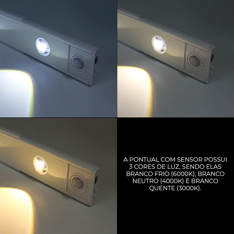 Luminária LED Recarregável e Sensor de Movimento - Instalação Fácil, Design Moderno e Elegante