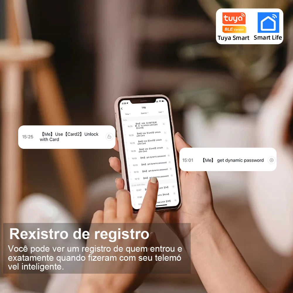 Fechadura Digital RAYKUBE G18 Tuya Bluetooth com biometria, para madeira e aço