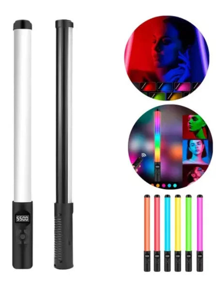 Detalhe frontal do anel de luz RGB com controle remoto sem fio de até 5 metros