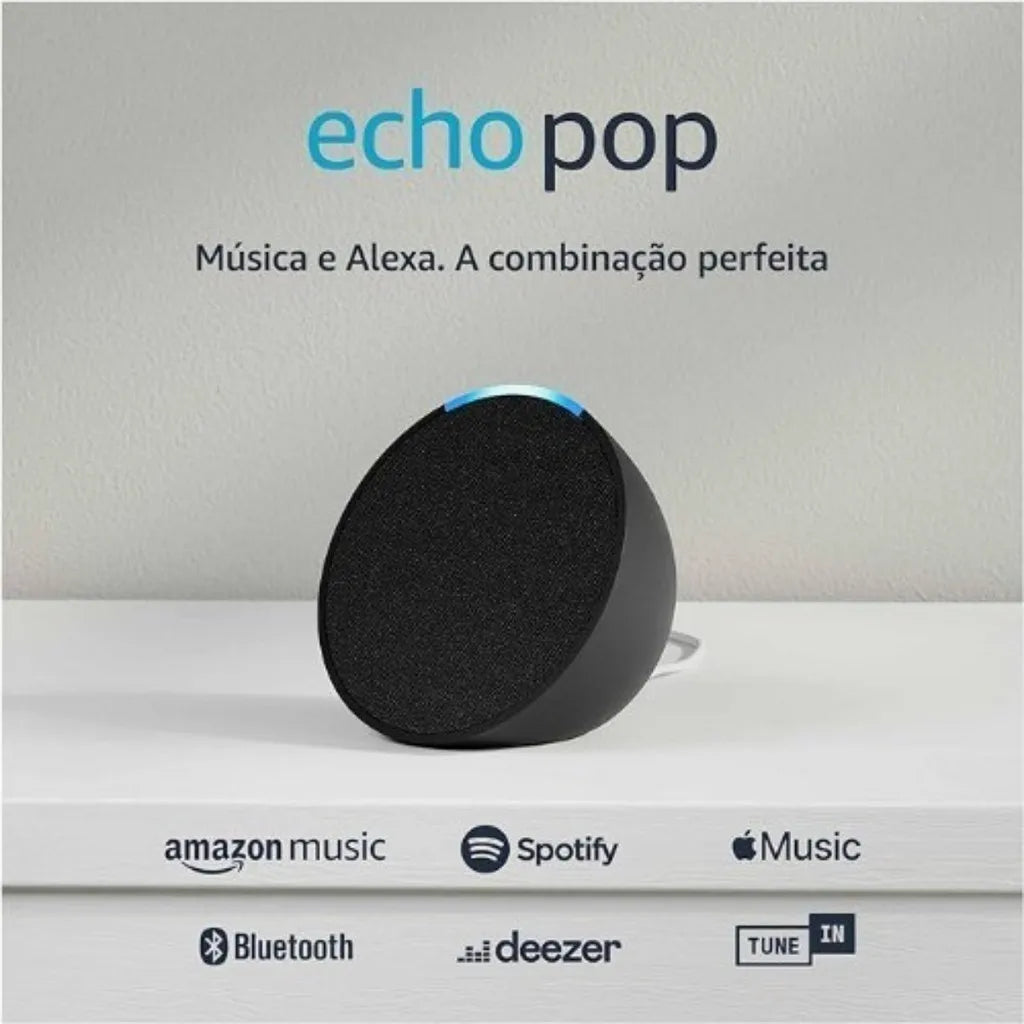 Echo Pop Amazon - Alto-falante inteligente preto compacto com Alexa