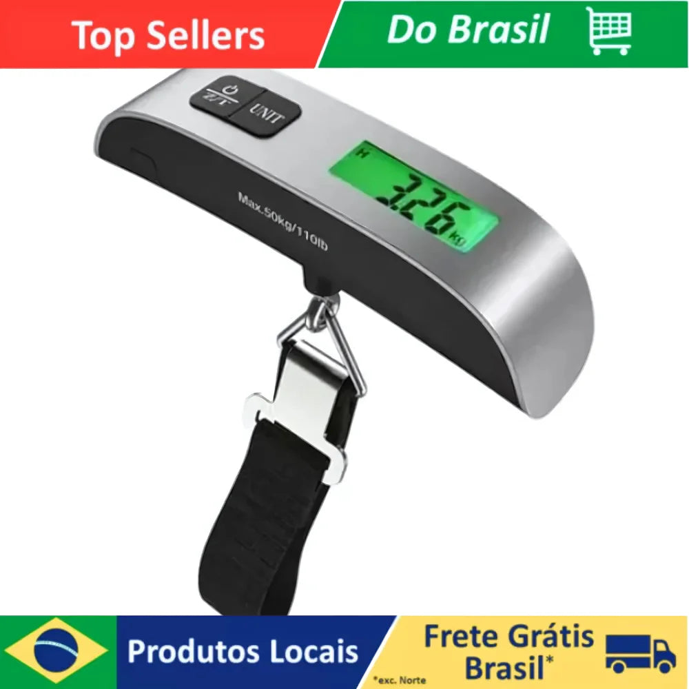Balança digital portátil para bagagem com display claro