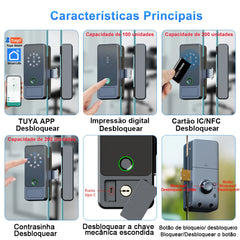 Fechadura Digital RAYKUBE G18 para porta de vidro Tuya Bluetooth, sem furos