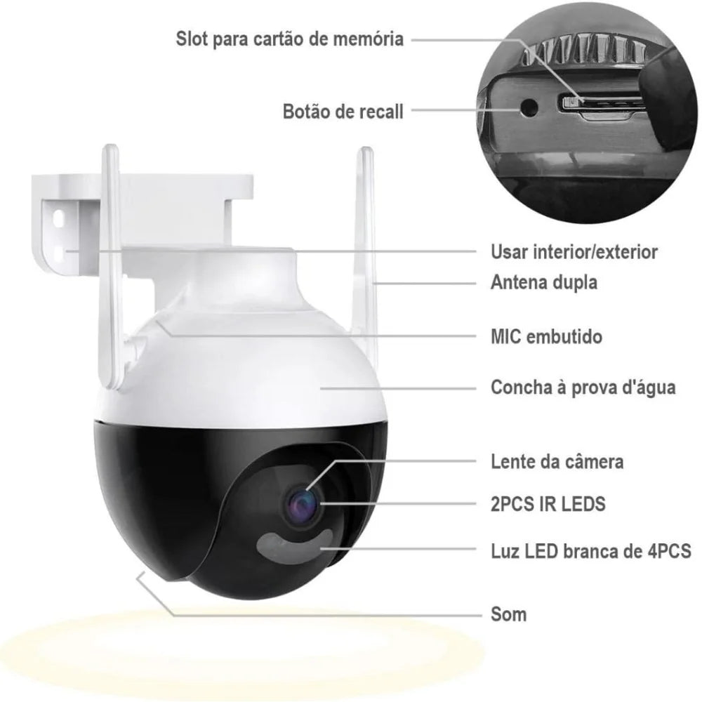 Câmera A18 ângulo lateral com rotação PTZ