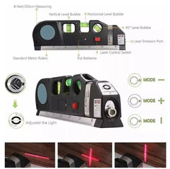 Nível laser com régua de alumínio e escala de medidas