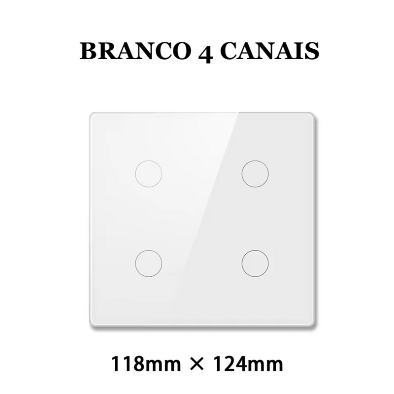 Interruptor Inteligente Wi-Fi 4x4 Tuya Smart Opção com 8 Canais, com Touch Integrado com Alexa e Google Home