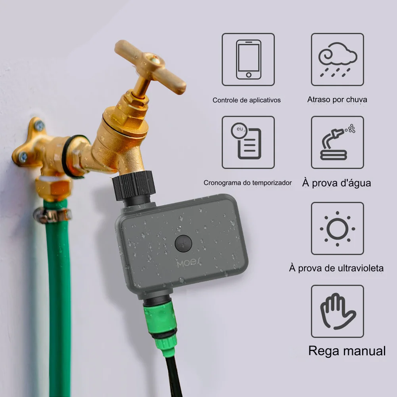 Timer Inteligente de Irrigação MOES Bluetooth Automação Tuya e ZigBee (Alexa/Google Home)