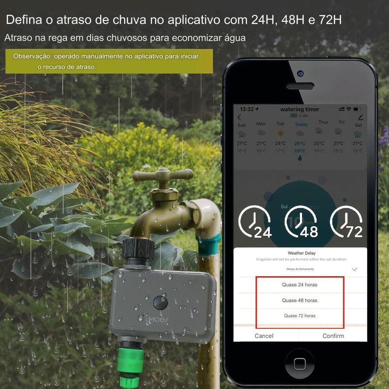 Timer Inteligente de Irrigação MOES Bluetooth Automação Tuya e ZigBee (Alexa/Google Home)