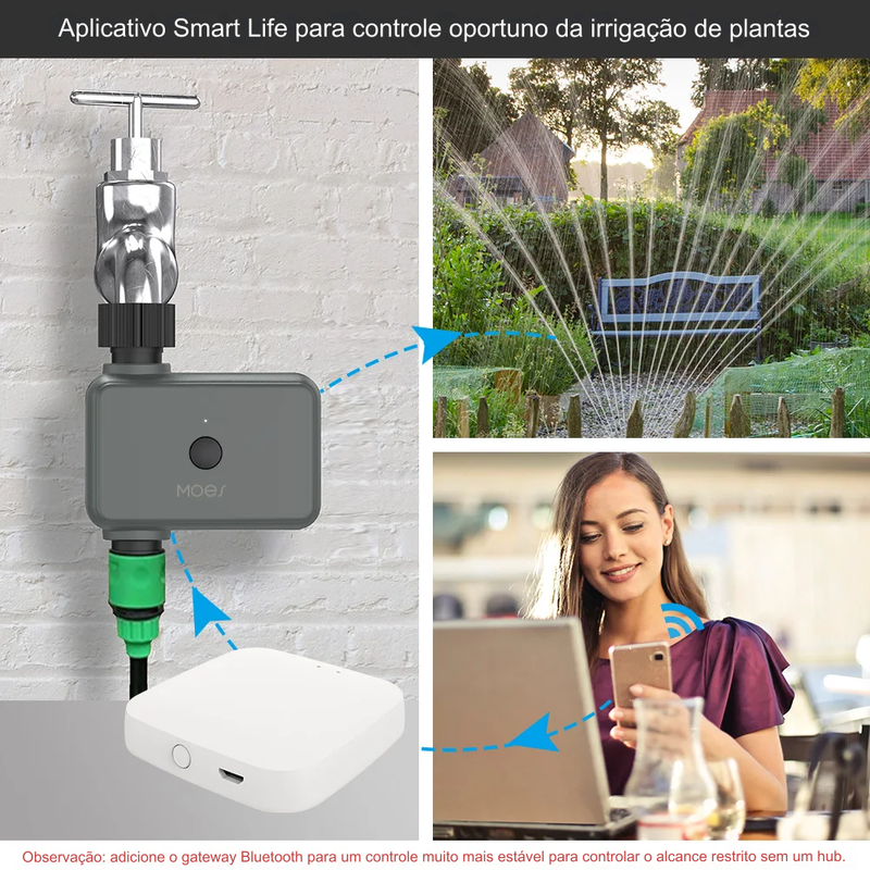 Timer Inteligente de Irrigação MOES Bluetooth Automação Tuya e ZigBee (Alexa/Google Home)