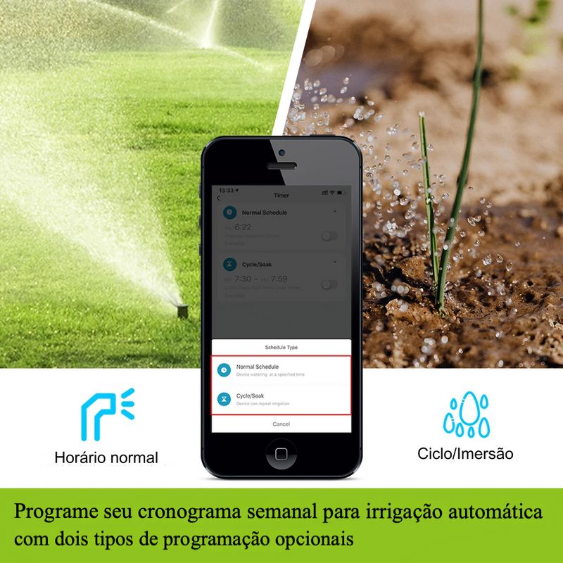 Timer Inteligente de Irrigação MOES Bluetooth Automação Tuya e ZigBee (Alexa/Google Home)