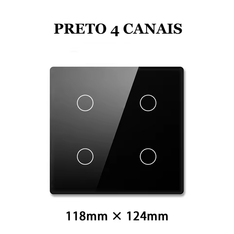Interruptor Inteligente Wi-Fi 4x4 Tuya Smart Opção com 8 Canais, com Touch Integrado com Alexa e Google Home