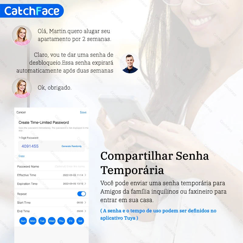 Fechadura K8 instalada em porta de madeira com maçaneta grande