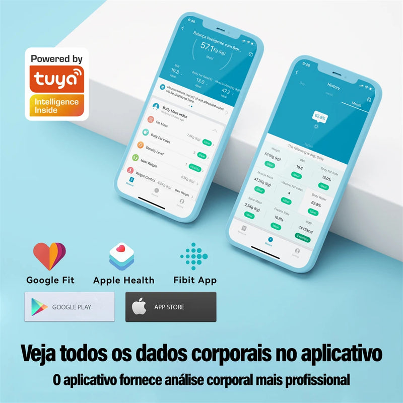 Balança Inteligente Digital Interlar, Bioimpedância, Composição Corporal, Bluetooth, WI-FI, 180kg