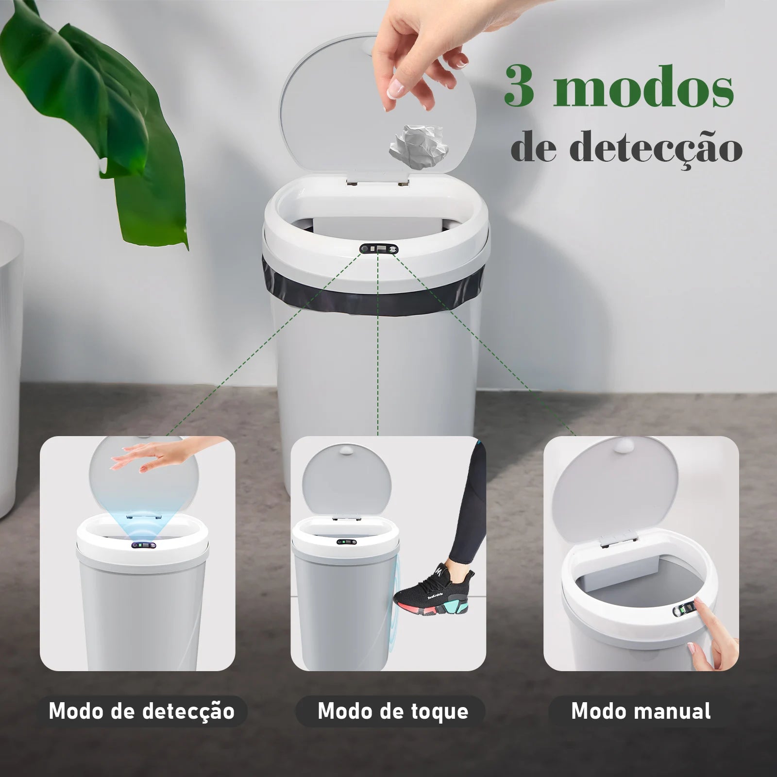 Lixeira Inteligente Abertura e Fechamento Automática com Sensor 3D - A Higiene e a Tecnologia ao seu alcance!