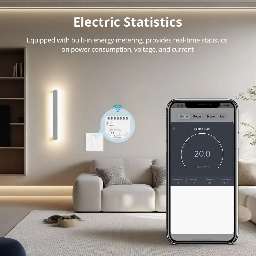 Módulo Relé Inteligente WiFi Zemismart 16A com monitor de energia Tuya