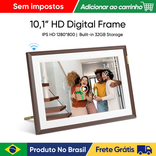 Porta-Retrato Digital WiFi ARZOPA D10 com tela touch IPS e app Frameo