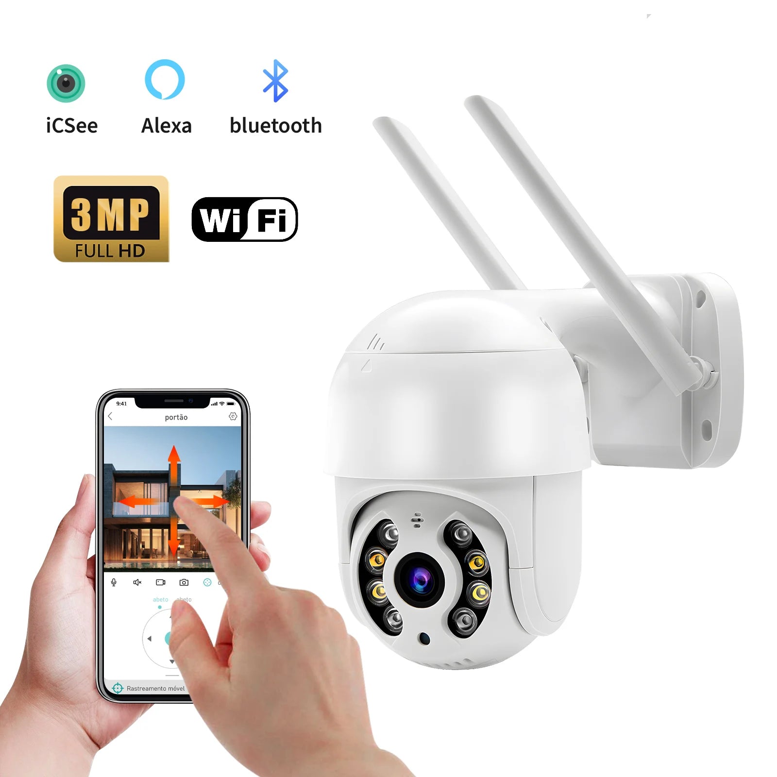 Aplicativo ICSEE no smartphone — interface de monitoramento