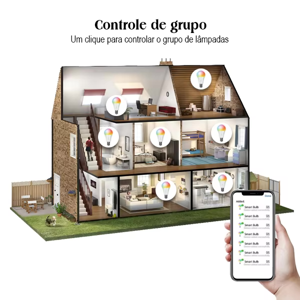 Lâmpada Inteligente Bluetooth 15W (110v e 220v), RGB 16 Milhões de Cores, Integrada com Alexa e Google Home