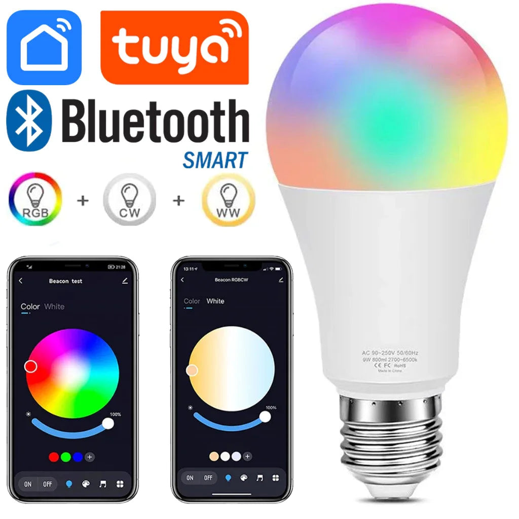Lâmpada LED RGB inteligente E27 Tuya - vista frontal