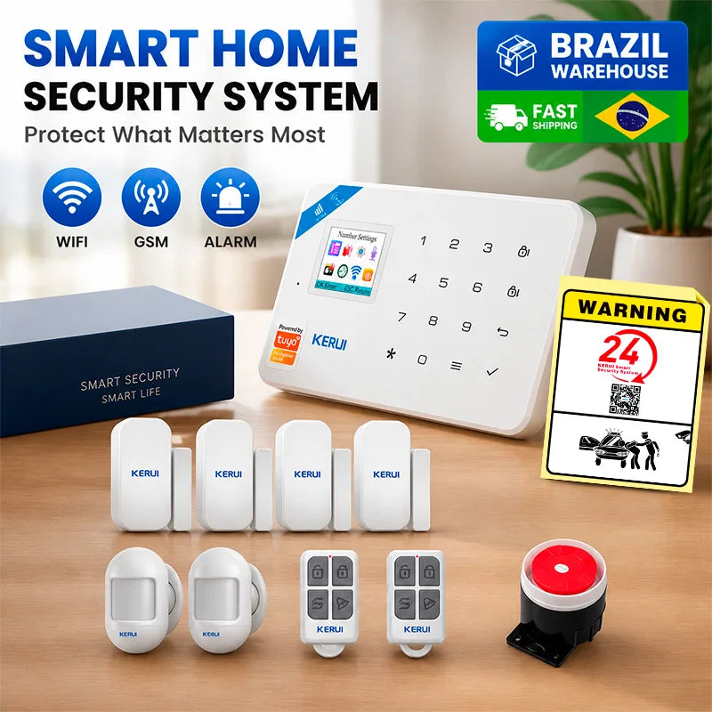 Kit Alarme Residencial KERUI WiFi GSM Tuya sem fio