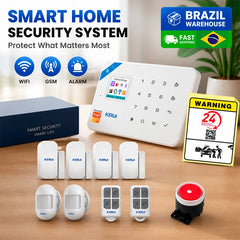 Kit Alarme Residencial KERUI WiFi GSM Tuya sem fio