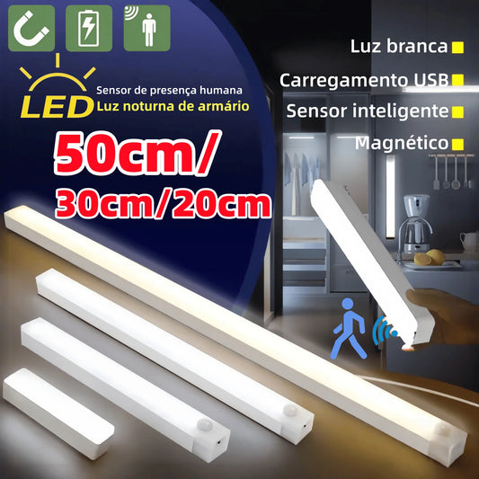 Luminária LED Inteligente com Sensor de Movimento - 20/30/50cm USB Recarregável