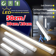 Luminária LED Inteligente com Sensor de Movimento - 20/30/50cm USB Recarregável