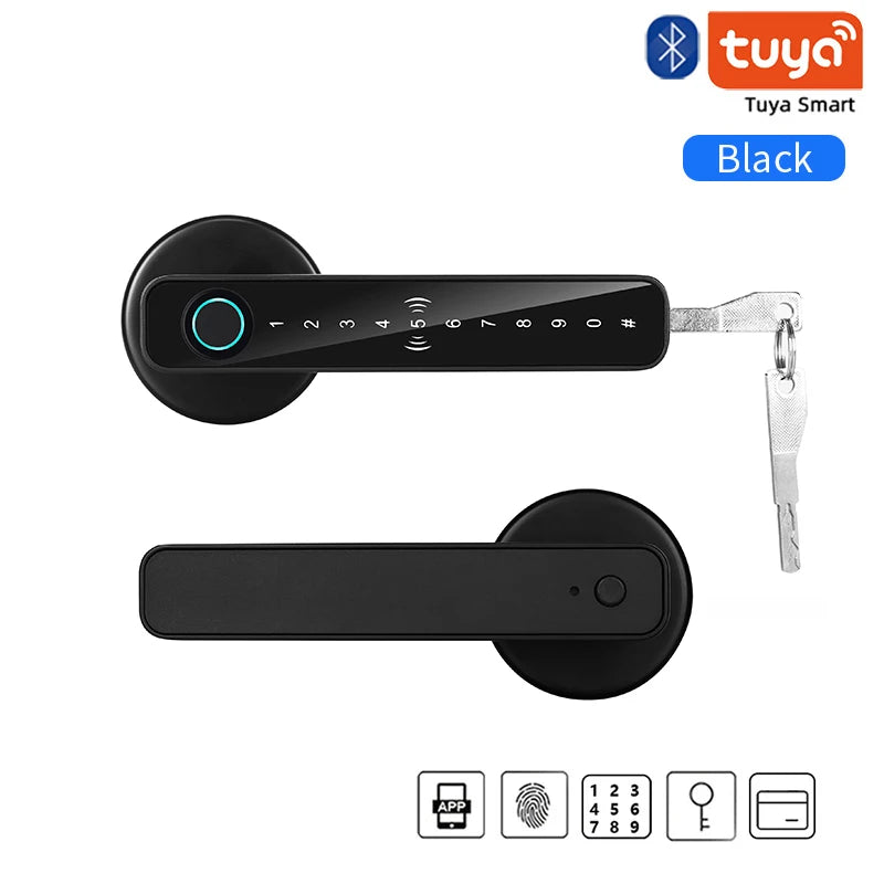 Maçaneta Digital Inteligente XSDTS com biometria, RFID e Bluetooth Tuya