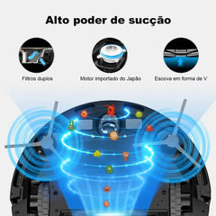 Robô aspirador com compartimento de água integrado