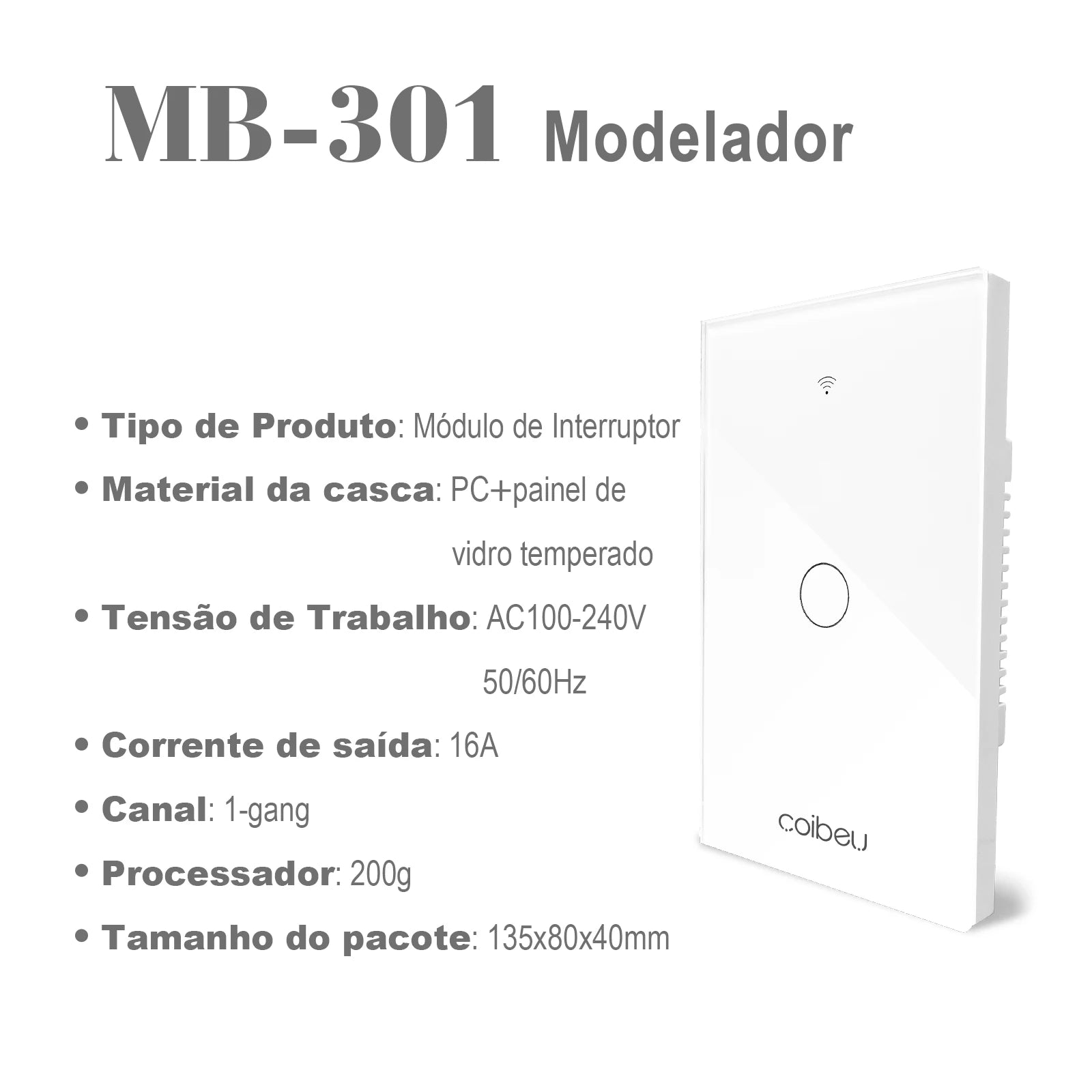 Interruptor Wi-Fi Touch com Tomada Integrada até 3 Canais, Elegante e Integrado com Alexa ou Google Home