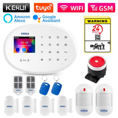 Kit de Alarme Sem Fio KERUI WiFi GSM Tuya com sensor de movimento