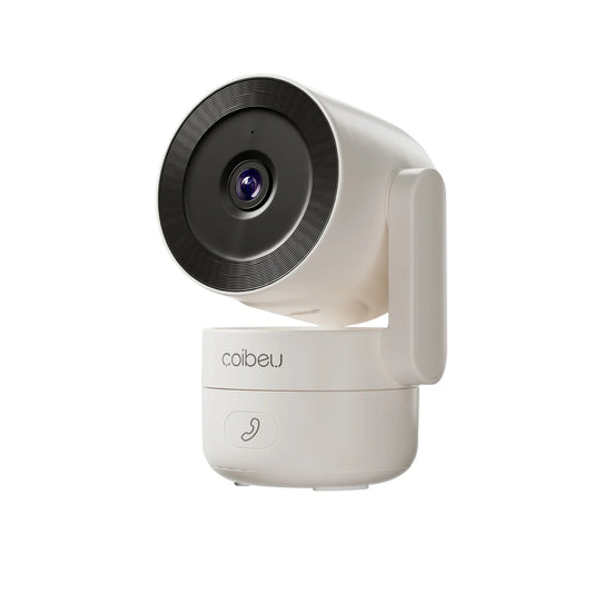Câmera COIBEU 360° na cor cinza com lente central e corpo robusto