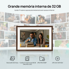 Porta-Retrato Digital WiFi ARZOPA D10 com tela touch IPS e app Frameo