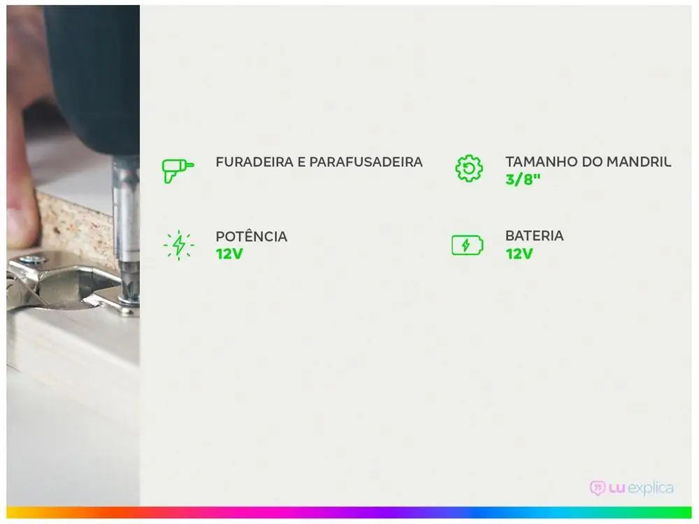 Detalhe do mandril de aperto rápido e lanterna LED integrada