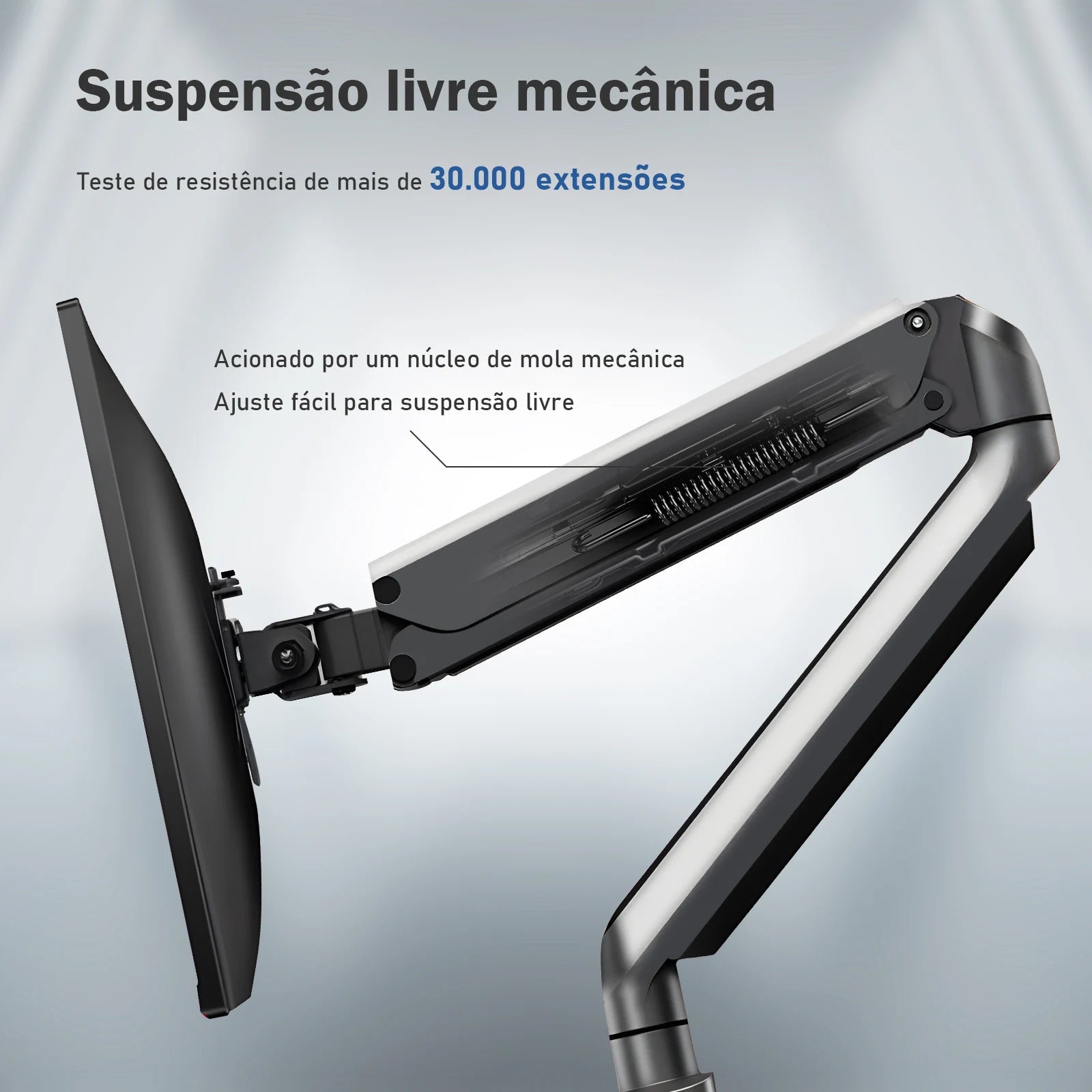 Detalhe da articulação e braço mecânico do suporte