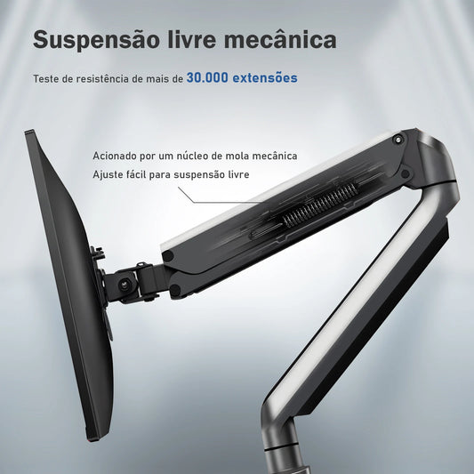 Detalhe da articulação e braço mecânico do suporte