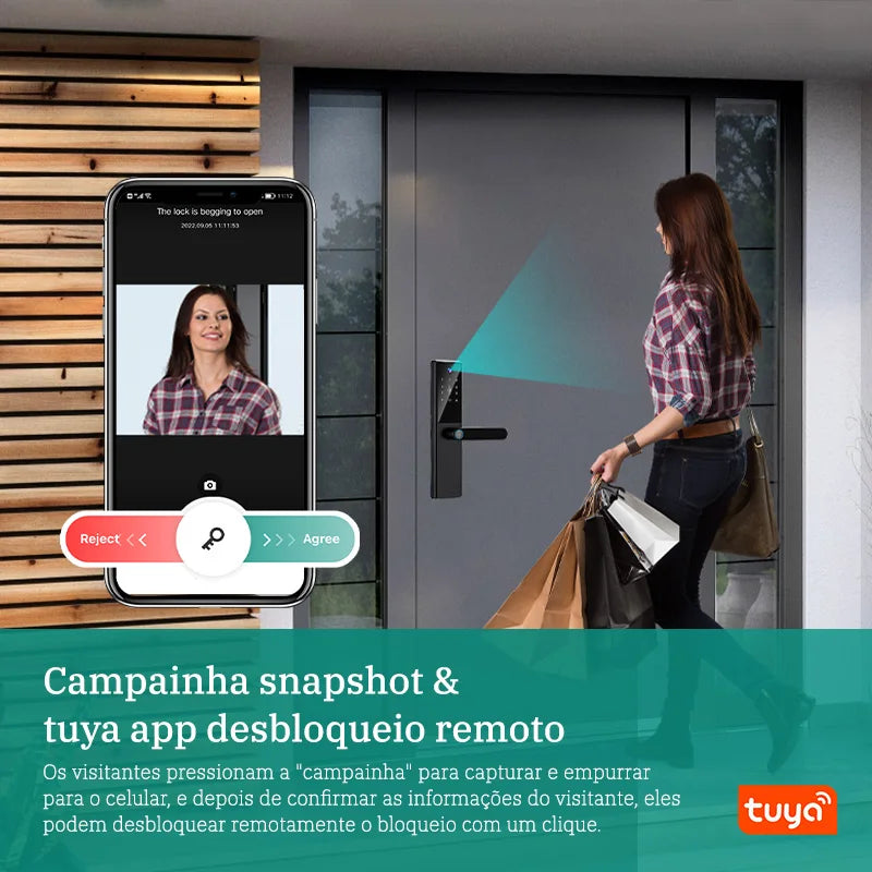 Fechadura Digital Tropernic H01 Tuya WiFi com câmera e interfone