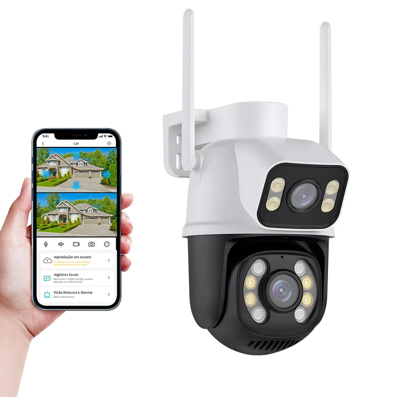 Câmera de Segurança Inteligente HD, 4K, WI-FI - Coibeu A28B – Proteção Completa 360° com Visão Dupla