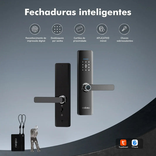 Fechadura Digital Inteligente com biometria, senha e app Tuya