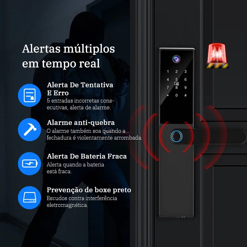 Fechadura Digital Tropernic H01 Tuya WiFi com câmera e interfone