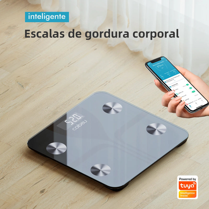 Balança Inteligente Digital de Bioimpedância, 17 Medições, Até 180kg, Coibeu, Tuya Smart