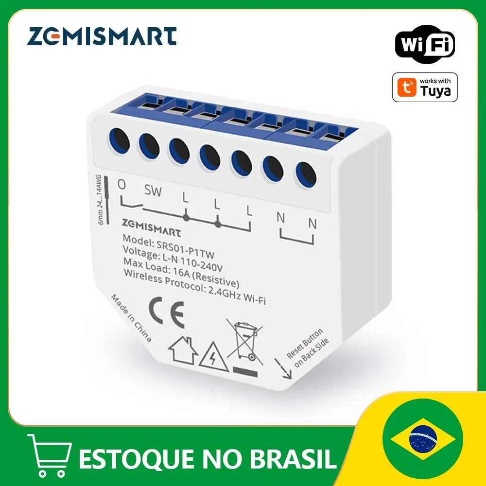 Módulo Relé Inteligente WiFi Zemismart 16A com monitor de energia Tuya