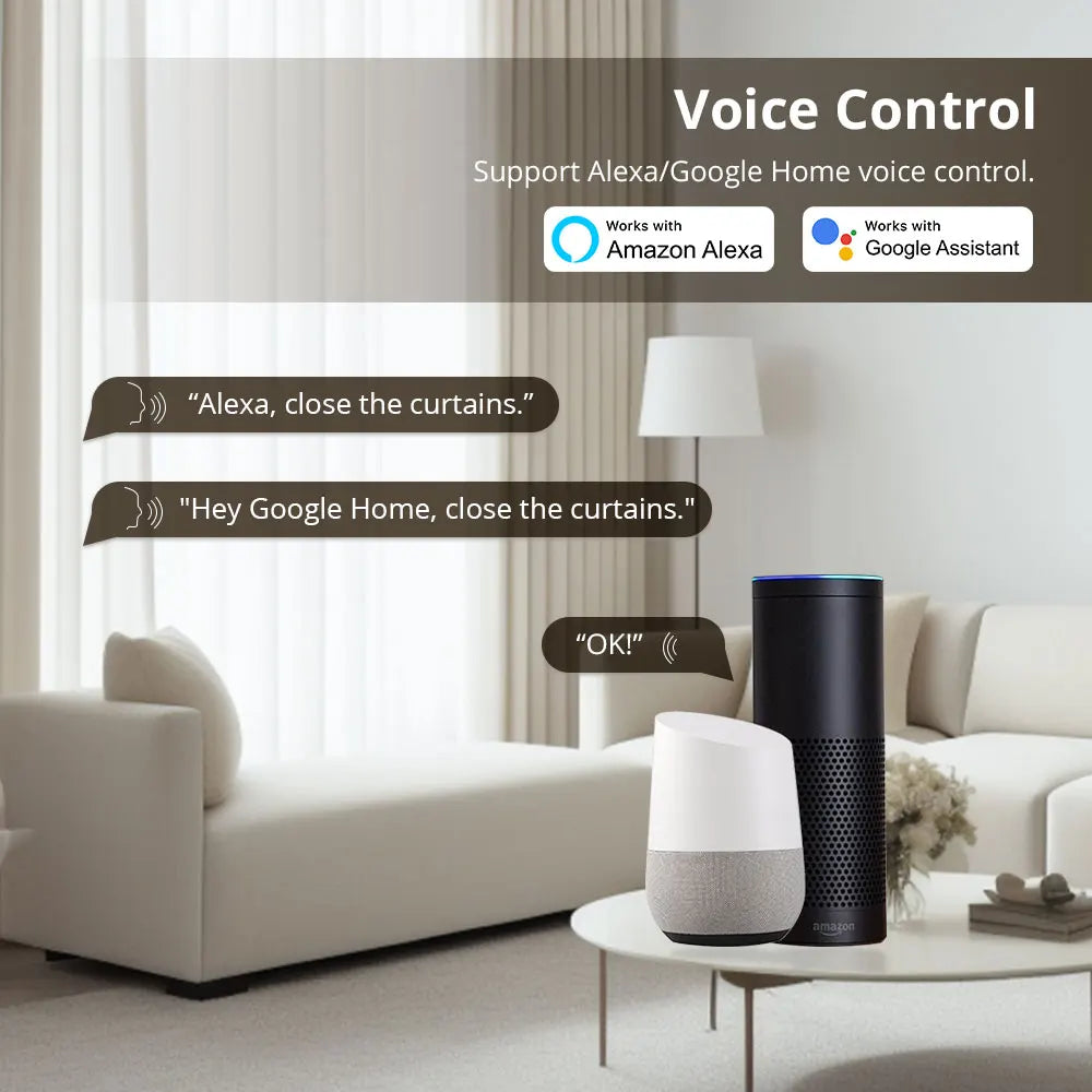 Cortina inteligente aberta com motor Zemismart Zigbee funcionando