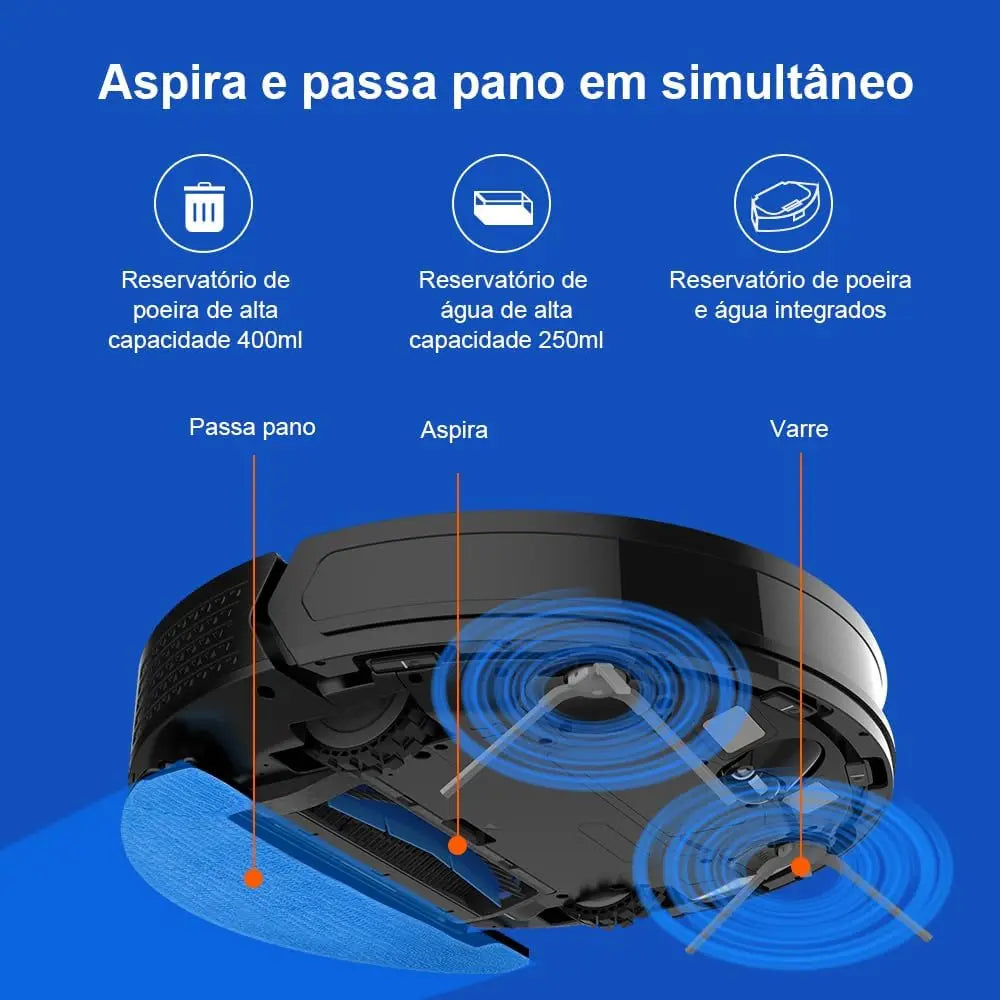 Robô aspirador em ação limpando pisos