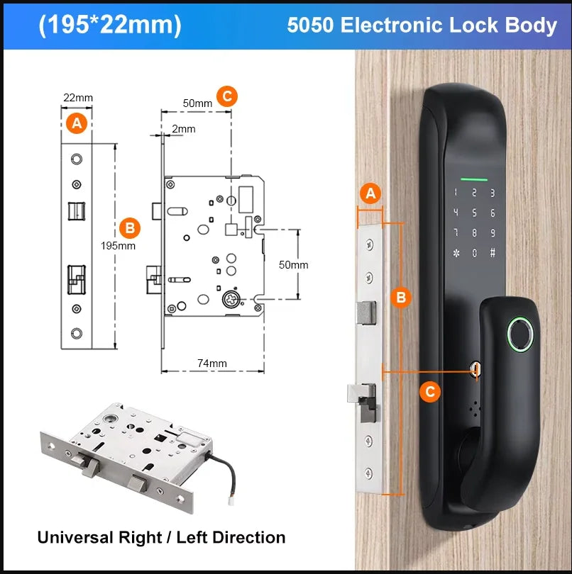 Fechadura Digital Tropernic Tuya WiFi com biometria, senha e cartão RFID
