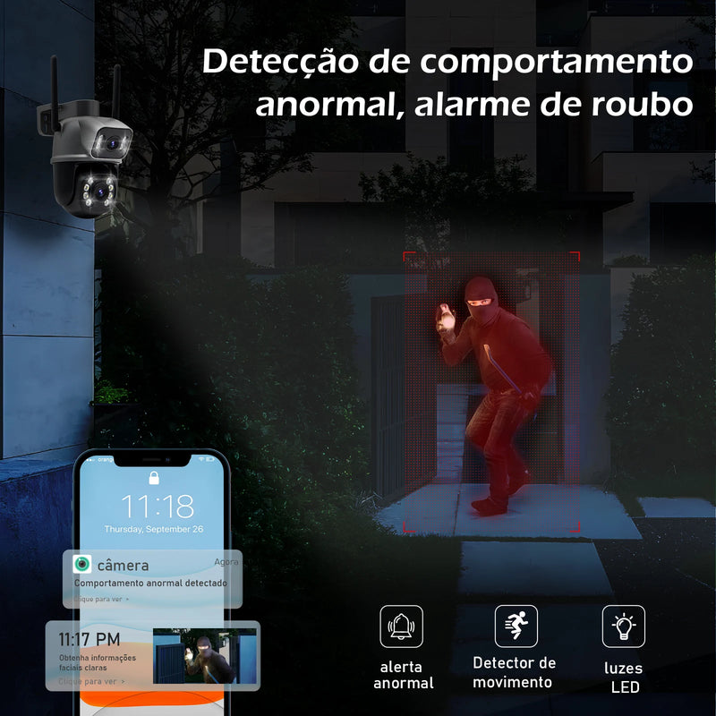 Câmera de Segurança Inteligente HD, 4K, WI-FI - Coibeu A28B – Proteção Completa 360° com Visão Dupla