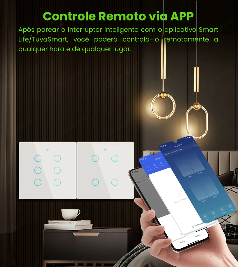 Interruptor Inteligente Wi-Fi 4x4 Tuya Smart Opção com 8 Canais, com Touch Integrado com Alexa e Google Home